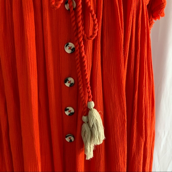 Free People Red Will Wait 4 You Embroidered Dress - Picture 4 of 13